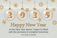 White Pastel Happy New Year 2025 Wishes  Label Etiket template