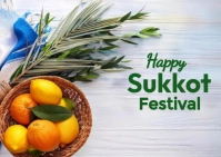 White Pastel Happy Sukkot Festival  Postcard Postal template
