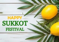 White Pastel Happy Sukkot Festival  Postcard Cartolina template