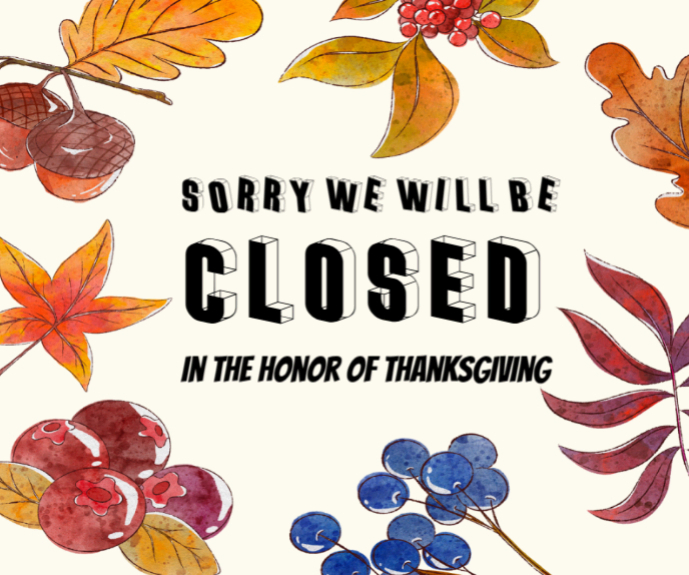 White Pastel Happy Thanksgiving Day Closed Offer Large Rectangle ...