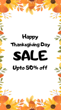 White Pastel Happy Thanksgiving Sale Offer Instagram Story template