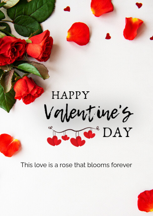 White Pastel Happy Valentine's Day Feb 14 A4 Template | PosterMyWall