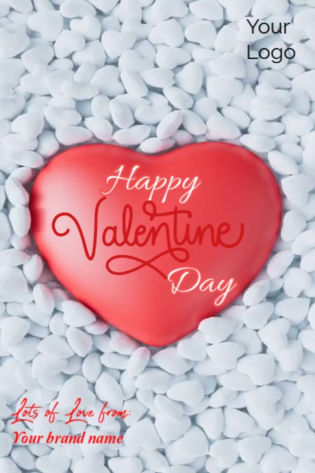 White Pastel Happy Valentines Hearts Vedio Brand/company/organisations Greetings Poster Cartaz template