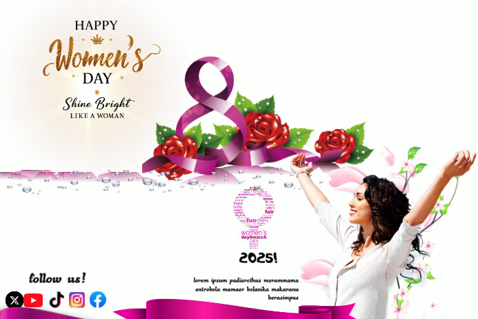 White Pastel Happy Women's Day Poster Cartaz template