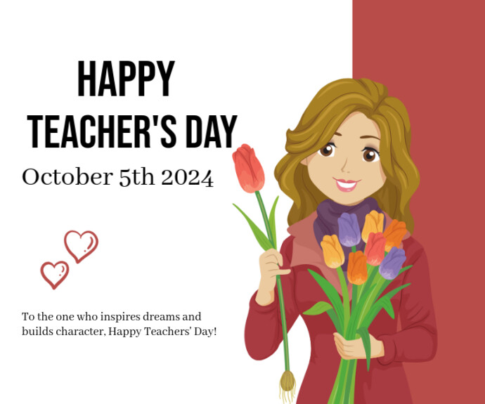 White Pastel Happy World Teacher's Day  Medium Rectangle Średni prostokąt template