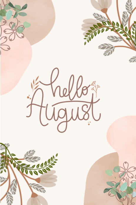 White Pastel Hello August Poster Template PosterMyWall