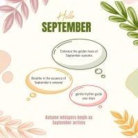 White Pastel Hello September Instagram Post template