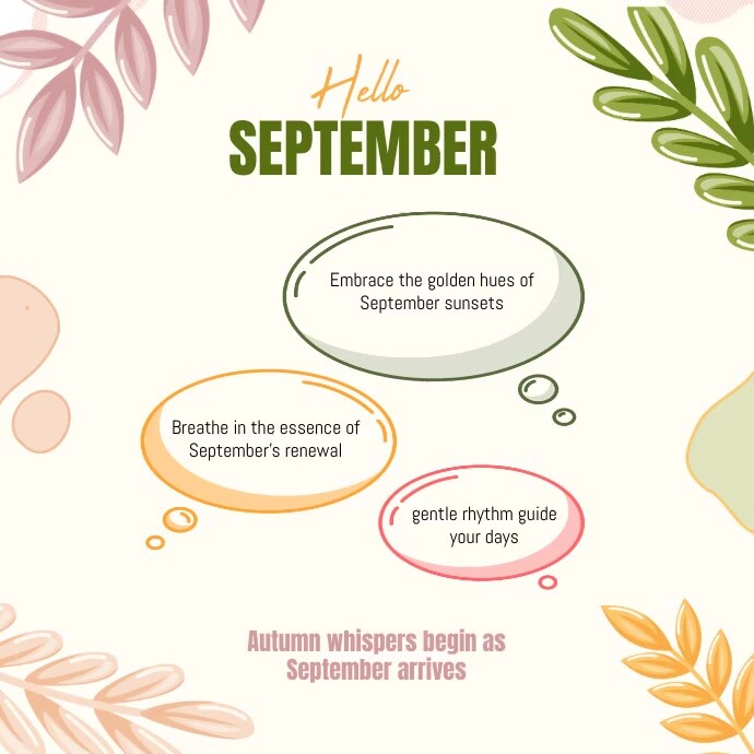 White Pastel Hello September Instagram Post Modelo | PosterMyWall
