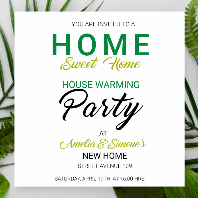 White Pastel House Warming Invitation Instagr Template | PosterMyWall