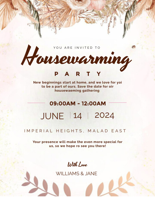 Copy of White Pastel House Warming Party Template Fly | PosterMyWall