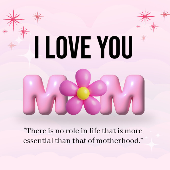 White Pastel I Love You Mom Mother's Day Celebration Wishes  Instagram Post template