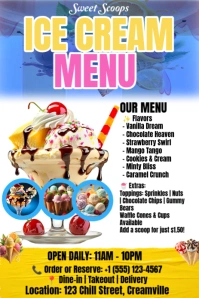 White Pastel Ice Cream Menu  Pinterest Graphic template
