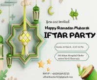 White Pastel Iftar Party Invitation Medium Rectangle Middelgrote rechthoek template