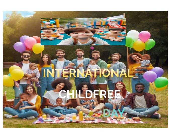 White Pastel International Childfree Day Flye Pamflet (VSA Brief) template