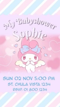 White Pastel Invitación Babyshower  Digital Display (9:16) template