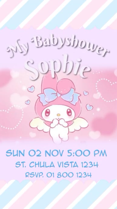 White Pastel Invitación Babyshower  Digital Display (9:16) template
