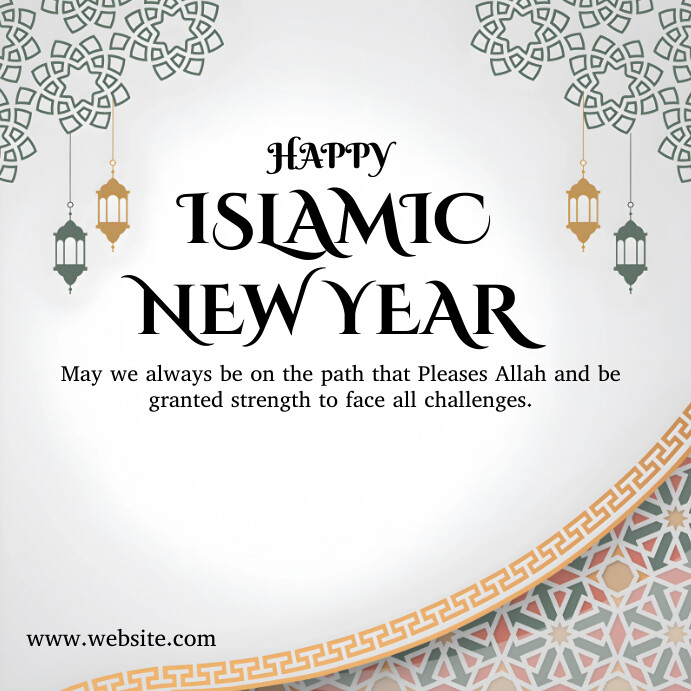 White Pastel Islamic New Year Instagram Post Template | PosterMyWall