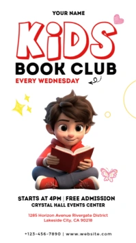White Pastel Kids Book Club Flyer Instagram Story template