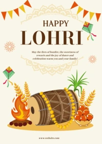 White Pastel Lohri  A4 template