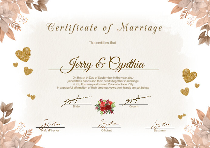 White Pastel Marriage Certificate Free Template Design A4