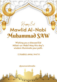 White Pastel Mawlid Al-nabi A4 template