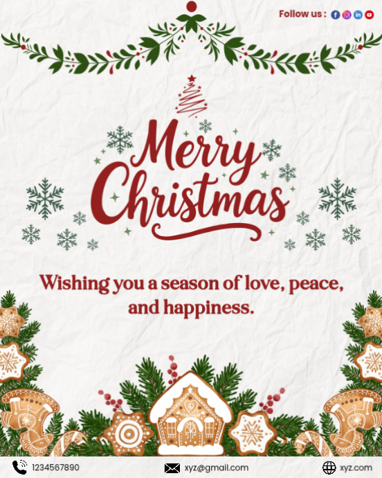 White Pastel Merry Christmas Instagram Portrait Template | PosterMyWall