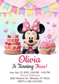 White Pastel Minnie Mouse, A4 template