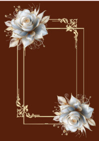 White Pastel Modern Brown Wedding/invitation Frame Background Design  A4 template