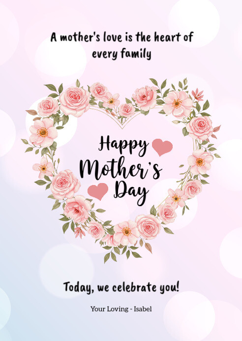 White Pastel Mother's Day Greetings Card A6 template