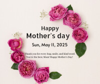 Wit White Pastel Mother's Day Wish Cards Large Rectangle Duży prostokąt Template