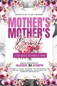 White Pastel Mother’s Day Brunch Restaurant Flyer Poster Póster template