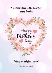White Pastel Mother's Day Greetings Card A6 template