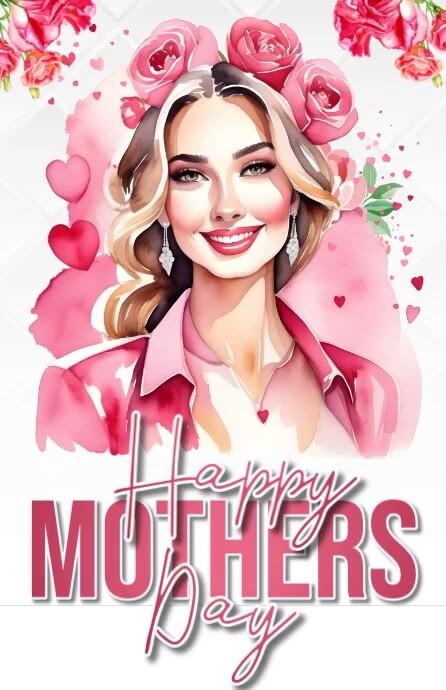 White Pastel Mother's Day Half Page Wide Szeroki pół strony template