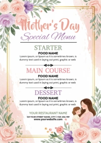 White Pastel Mother's Day Special Menu A4 template