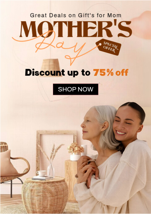 White Pastel Mother's Day Special Offer A4 template