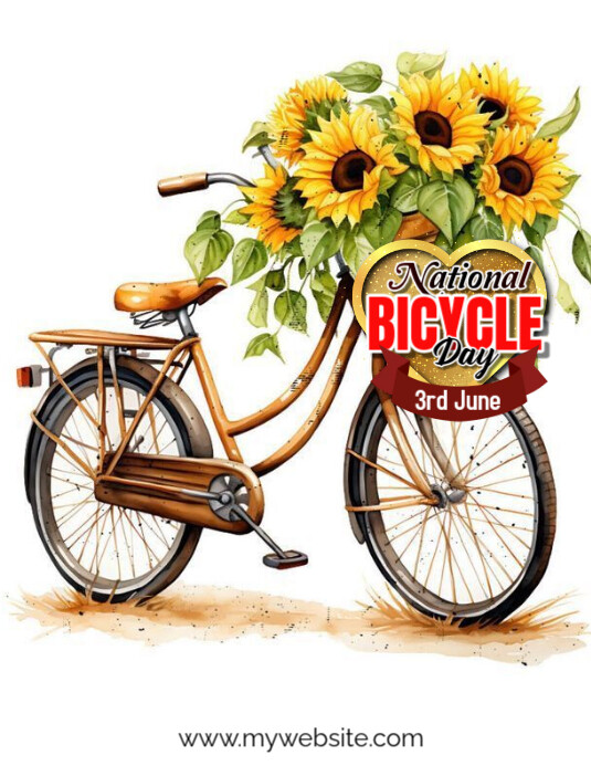 White Pastel National Bicycle Day Flyer (us Letter) template