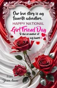 White Pastel National Girlfriend Day  Tabloid template