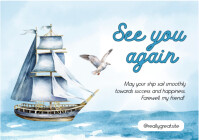 White Pastel Nautical Farewell & Sympathy Card A4 template