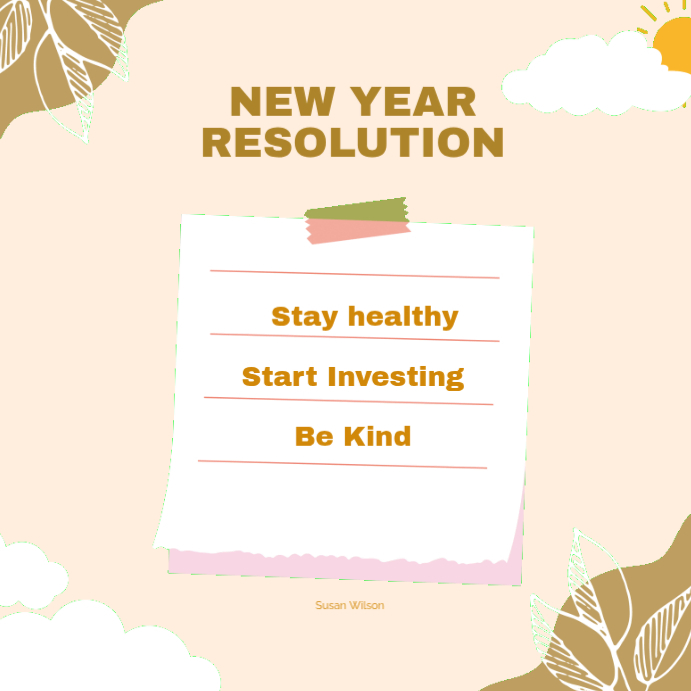 Plantilla de White Pastel New Year Resolution Instagram Post | PosterMyWall