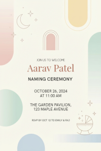 White Pastel Pastel Minimal Naming Ceremony Invitation — 1080×1350 Pinterest Graphic template