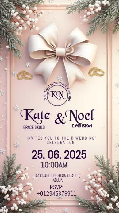 White Pastel Peach Wedding Invitation Card Instagram Story template