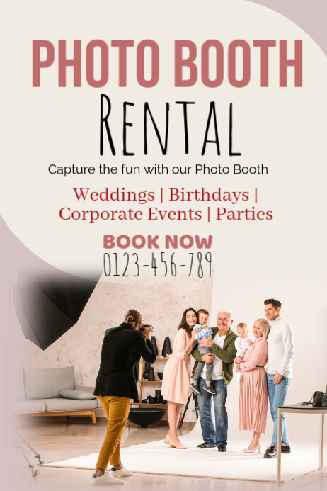 Example Booth Poster White Pastel Photo Booth Rental Poster Template | PosterMyWall