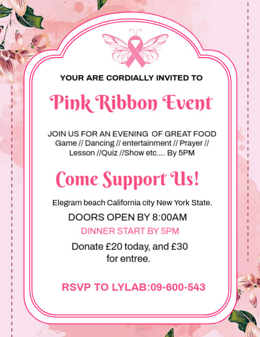 Copy of White Pastel Pink Ribbon Event Breast Cancer Awareness Month ...