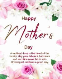 White Pastel Printable Mother's Day Poster/wallboard template