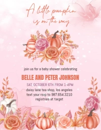 White Pastel Pumpkin Baby Shower Invitation Flyer (us Letter) template