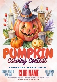 White Pastel Pumpkin Carving Contest A1 template