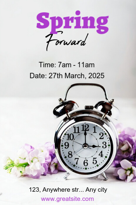 Forward Poster Design White Pastel Purple Spring Forward Poster Template | PosterMyWall