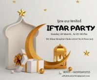 White Pastel Ramadan Mubarak Iftar Party Invitation Cards Medium Rectangle template