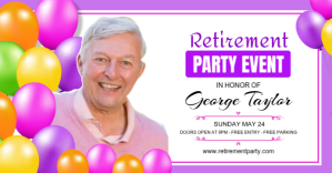 White Pastel Retirement Party Facebook Event Cover template