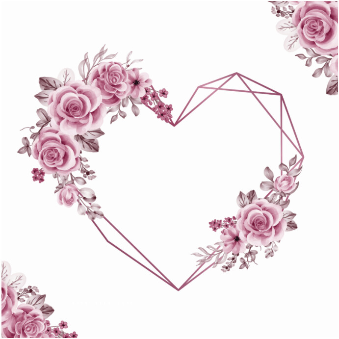 White Pastel Rose Gold Flowers Frame And Leaves Love Geometry Shape Instagram Post template